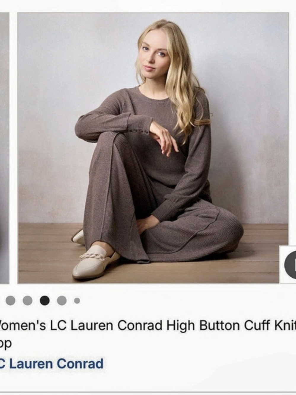 LC Lauren Conrad High Button Cuff Knit Top Brown NWT Knit Set